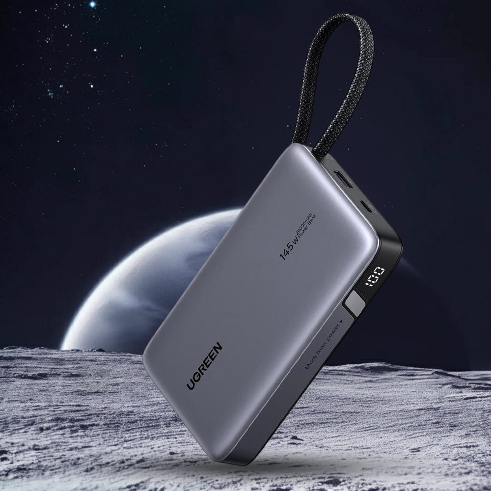 Batterie Externe UGREEN PB551 (55992B), 20000mAh, 145W, QC + PD, 1 x USB-A - 2 x USB-C, Gris