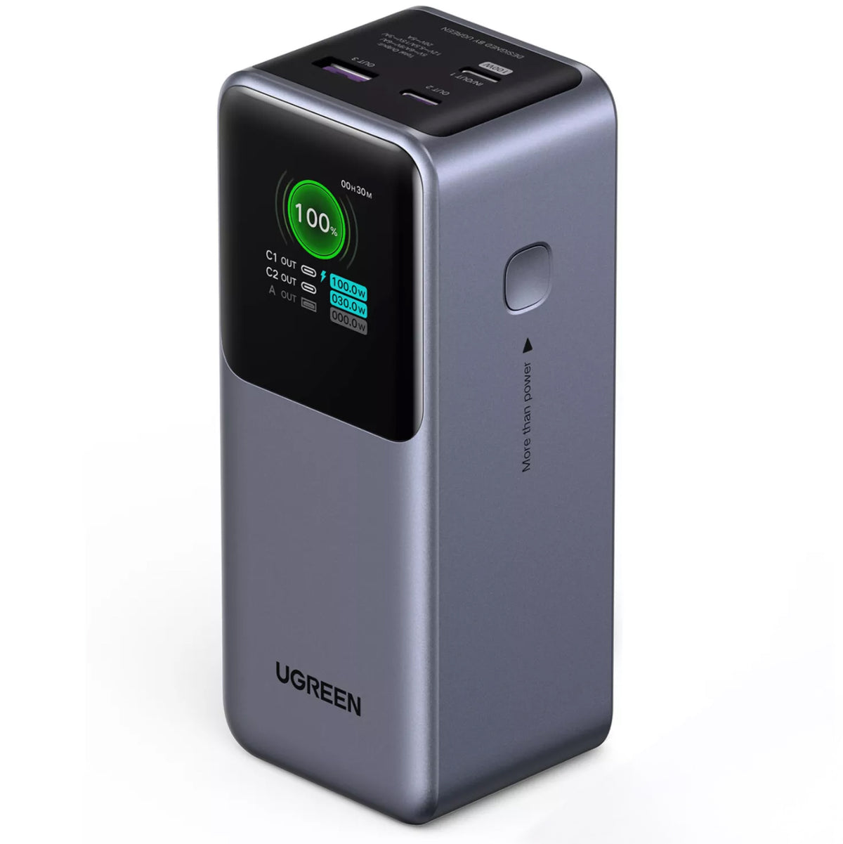 Batterie Externe UGREEN PB721, 20000mAh, 130W, QC + PD, 1 x USB-A - 2 x USB-C, Gris