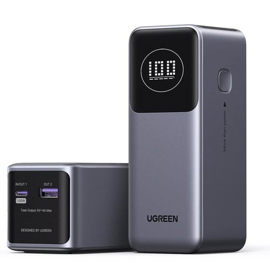 UGREEN PB724 Batterie externe, 12000mAh, 100W, QC + PD, 1 x USB-A - 1 x USB-C, Gris