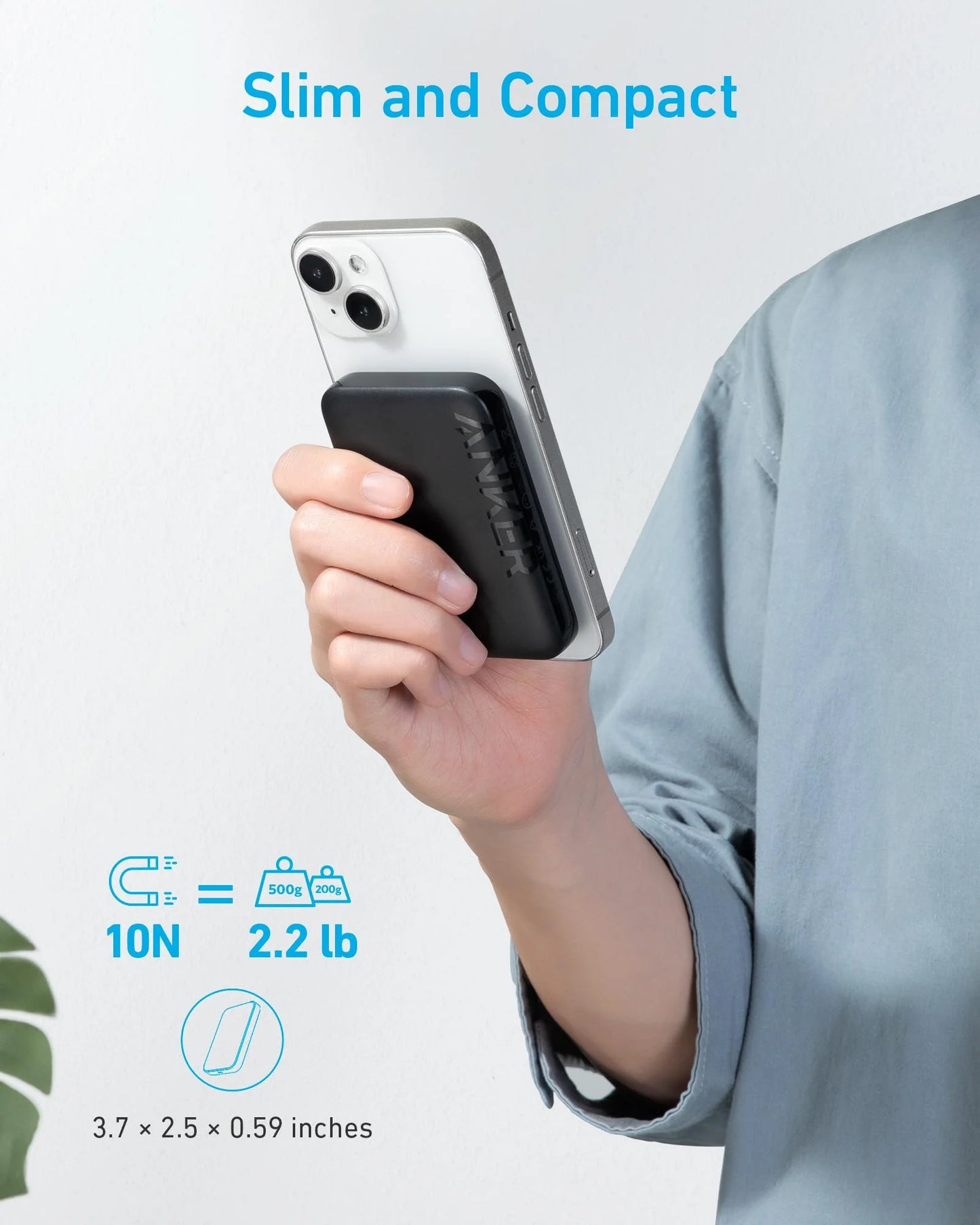 Anker 321 MagGo Wireless External Battery, 5000mAh, 7.5W, 1 x IQ, Black A1616G11