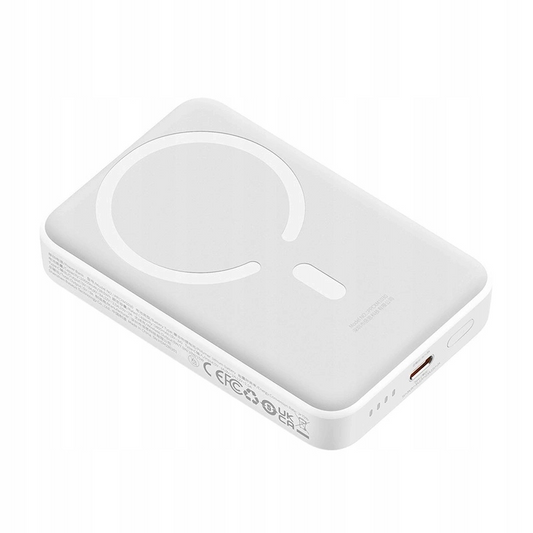 Batterie Externe Sans Fil Baseus Magnetic Mini, 10000mAh, 30W, PD + FQI, 1 x QI - 1 x USB-C, Blanche PPCX110202