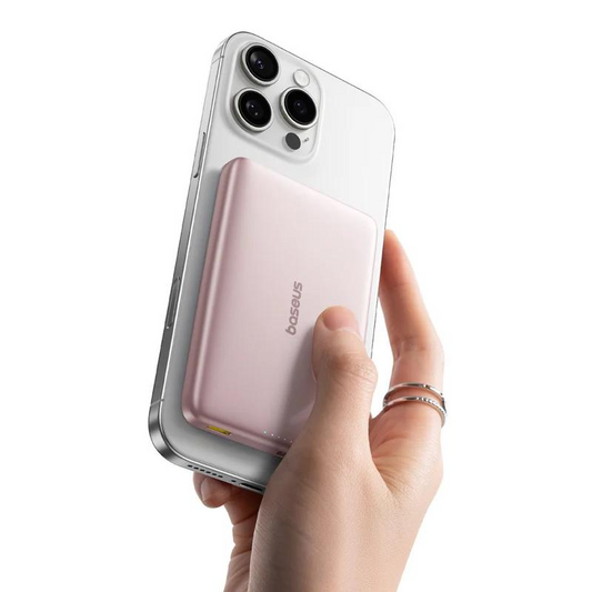 Batterie Externe Sans Fil Baseus PicoGo AM41, 10000mAh, 27W, PD + FQI, 1 x QI - 1 x USB-C, Rose E0027202