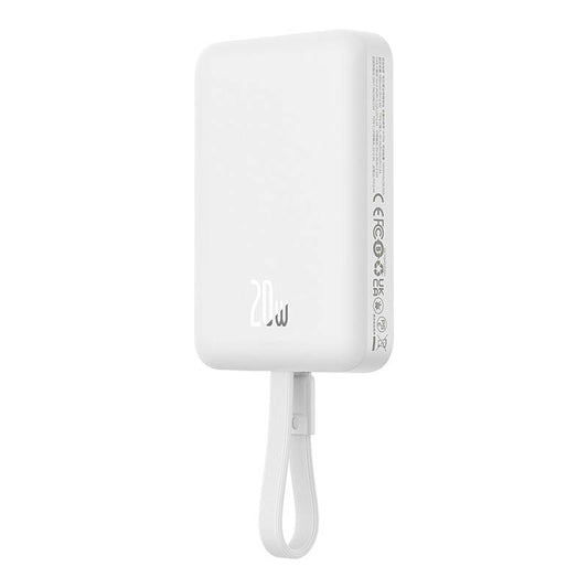 Batterie Externe Sans Fil Baseus Magnetic Mini, 10000mAh, 20W, PD + FQI, 1 x Lightning - 1 x QI - 1 x USB-C, Blanche P10022109223-00