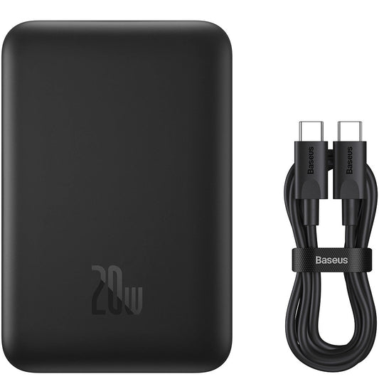 Batterie Externe Sans Fil Baseus Magnetic Mini, 10000mAh, 20W, PD + FQI, 1 x QI - 1 x USB-C, Noire PPCX070001