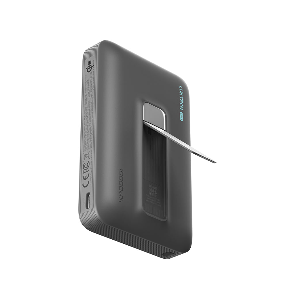 Batterie Externe Sans Fil Cuktech WPB100, 10000mAh, 30W, PD + FQI, 1 x QI - 1 x USB-C, Gris CUWPB100GLBK