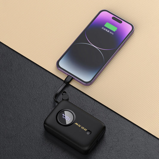 Batterie Externe Dudao K14, 10000mAh, 22.5W, QC + PD, 1 x Lightning - 1 x USB-A - 2 x USB-C, Noire