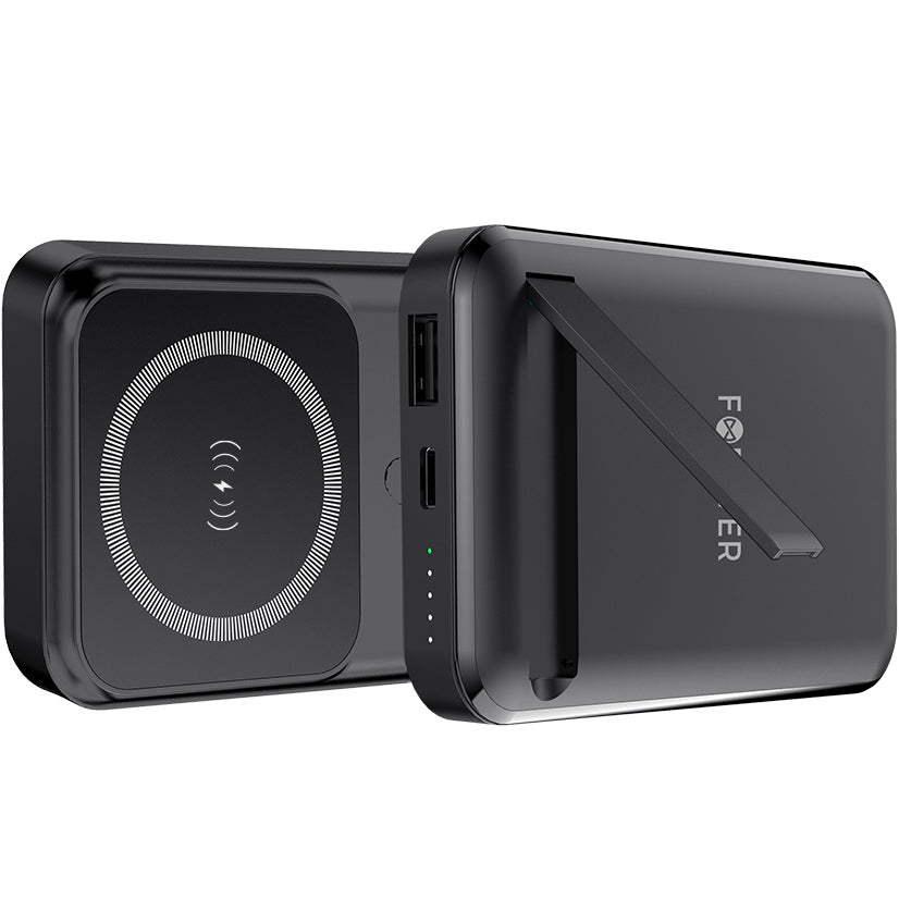 Forever MATB-100 Batterie externe sans fil, 10000mAh, 22.5W, QC + PD + FQI, 1 x QI - 1 x USB-A - 1 x USB-C, Noir