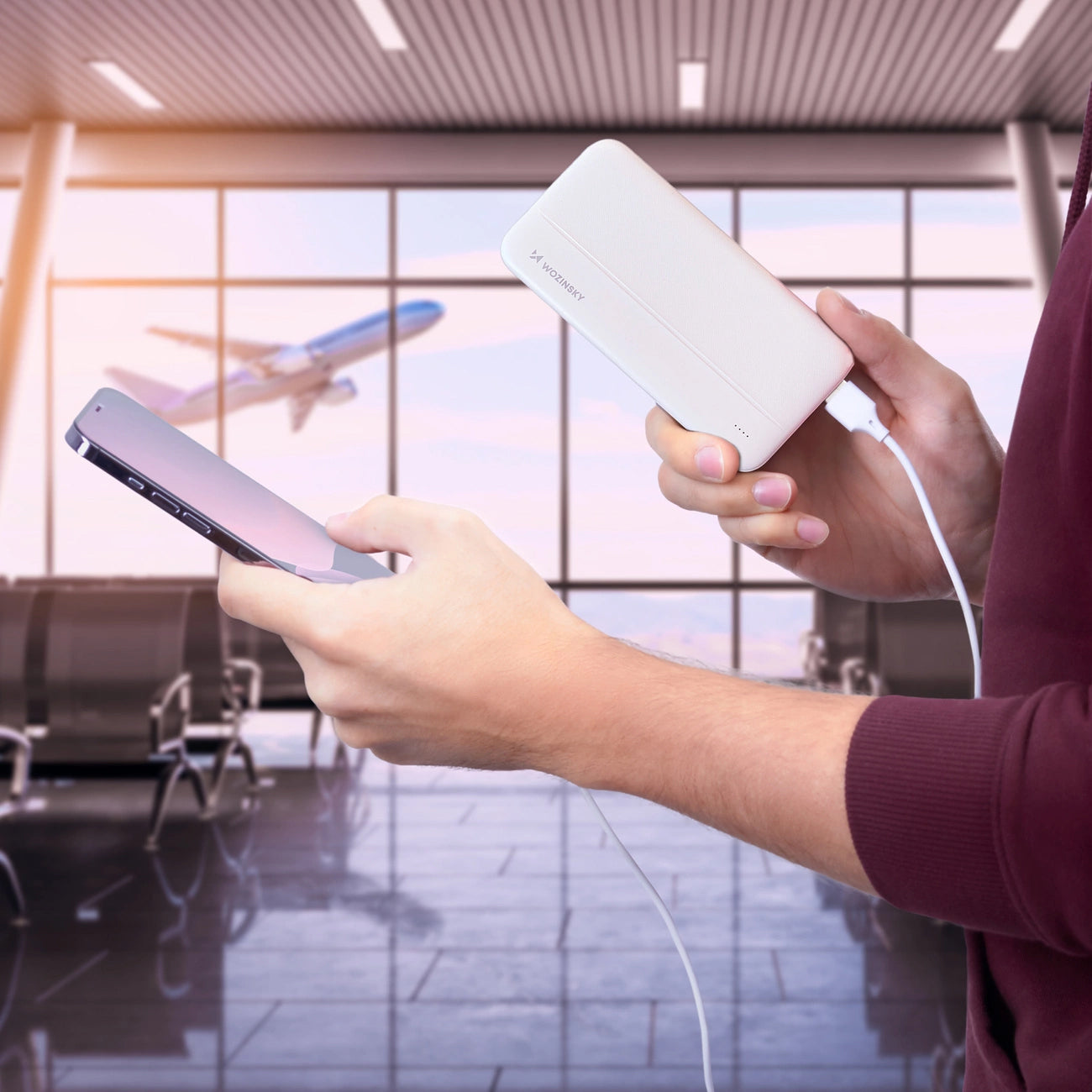 Batterie Externe WZK WPBWE1, 10000mAh, 10W, 2 x USB-A, Blanche