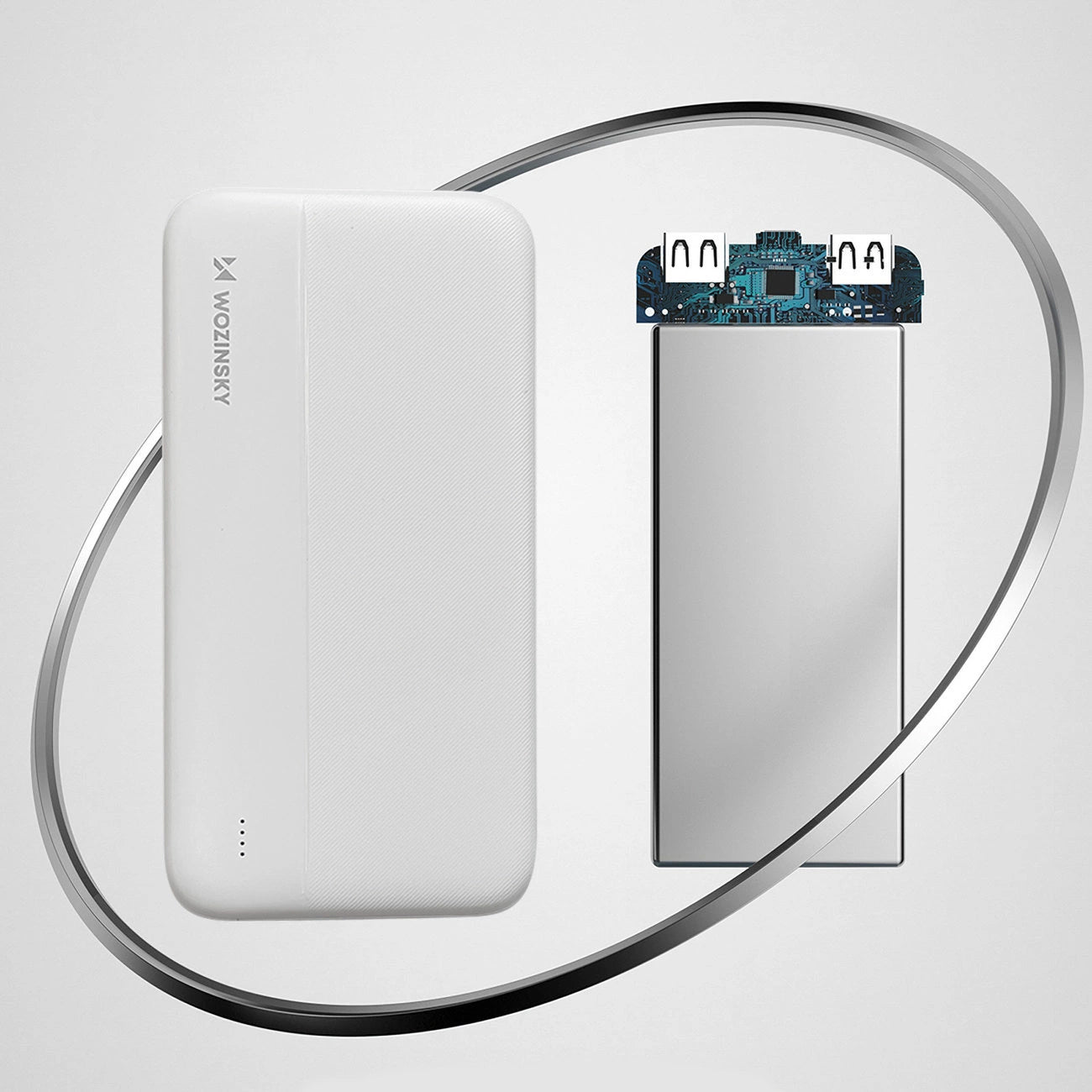 Batterie Externe WZK WPBWE1, 10000mAh, 10W, 2 x USB-A, Blanche
