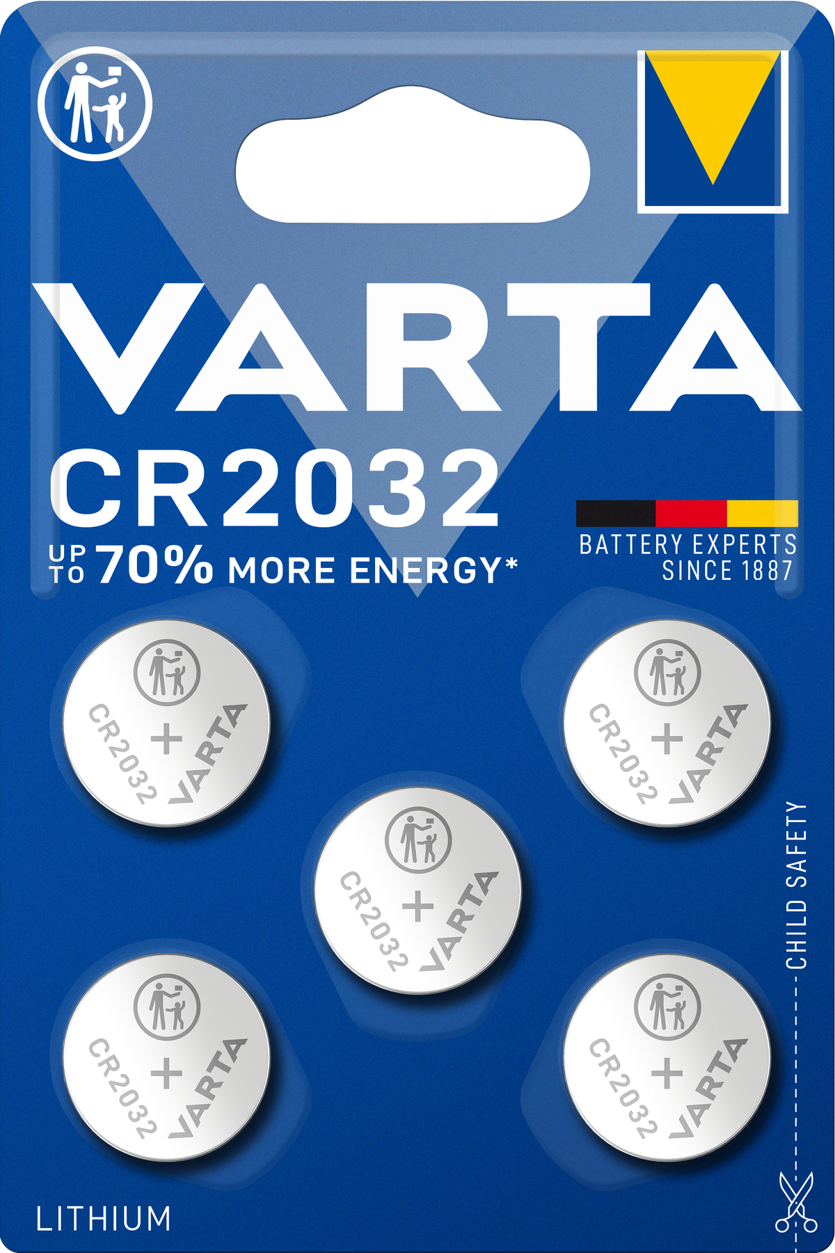 Pile Varta, CR2032, Lot de 5 pièces