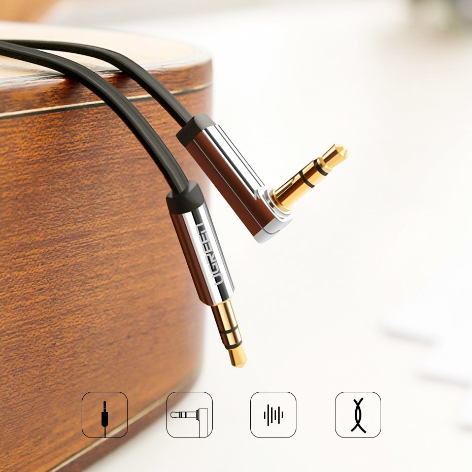 Câble Audio 3.5mm - 3.5mm UGREEN AV112 Angled, 1m, Noir