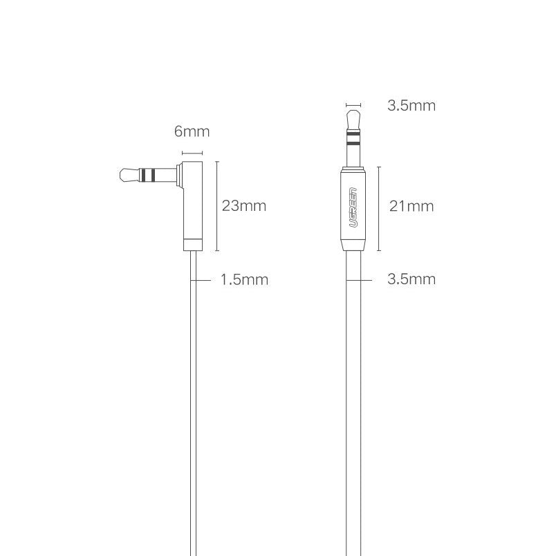 Câble Audio 3.5mm - 3.5mm UGREEN AV112 Angled, 1m, Noir