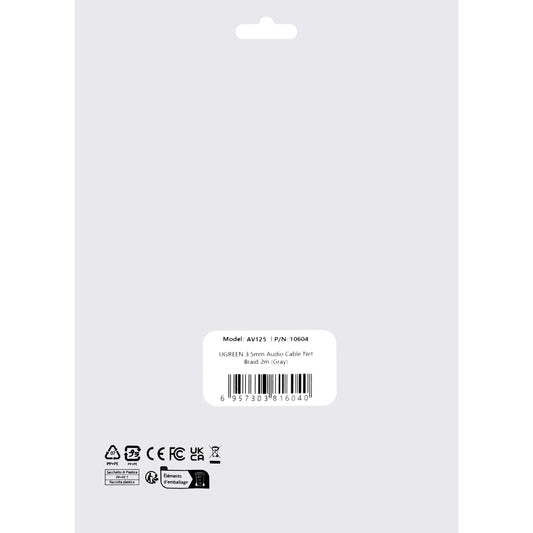 Câble audio 3.5mm - 3.5mm UGREEN AV125, 2m, Gris