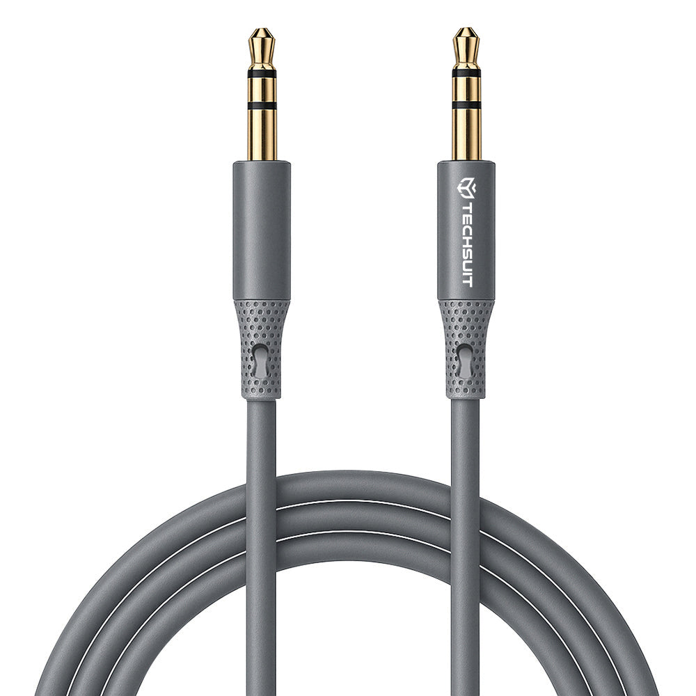 Câble Audio 3.5mm - 3.5mm Techsuit AC3 SoundFlex, 1m, Gris