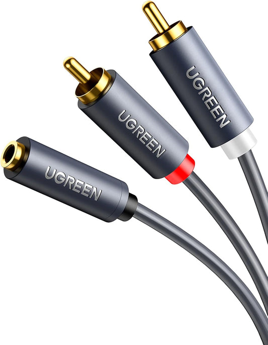 Câble audio 3.5mm - 2 x RCA UGREEN AV102, 1m, Gris