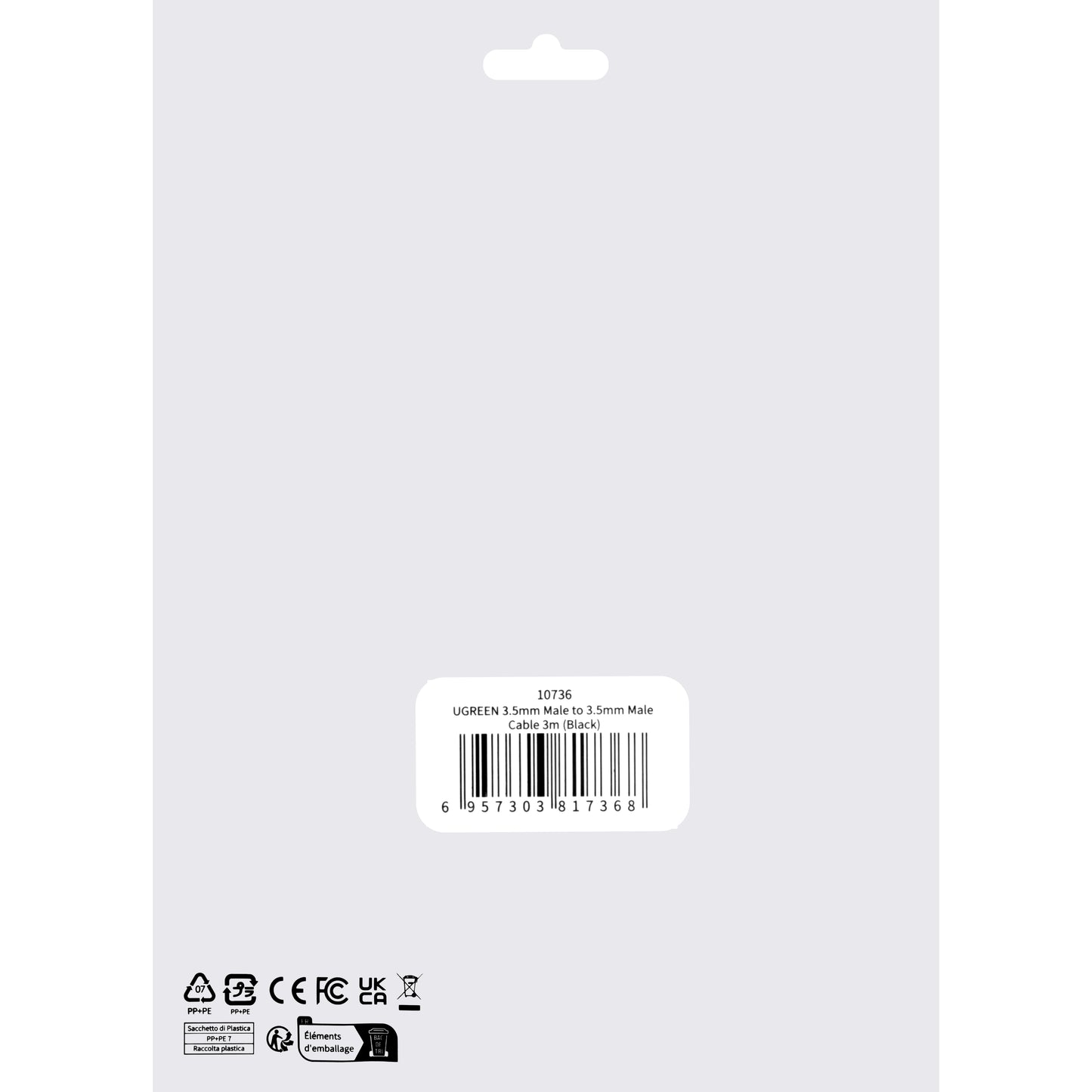 Câble Audio 3.5mm - 3.5mm UGREEN AV119, 3m, Noir