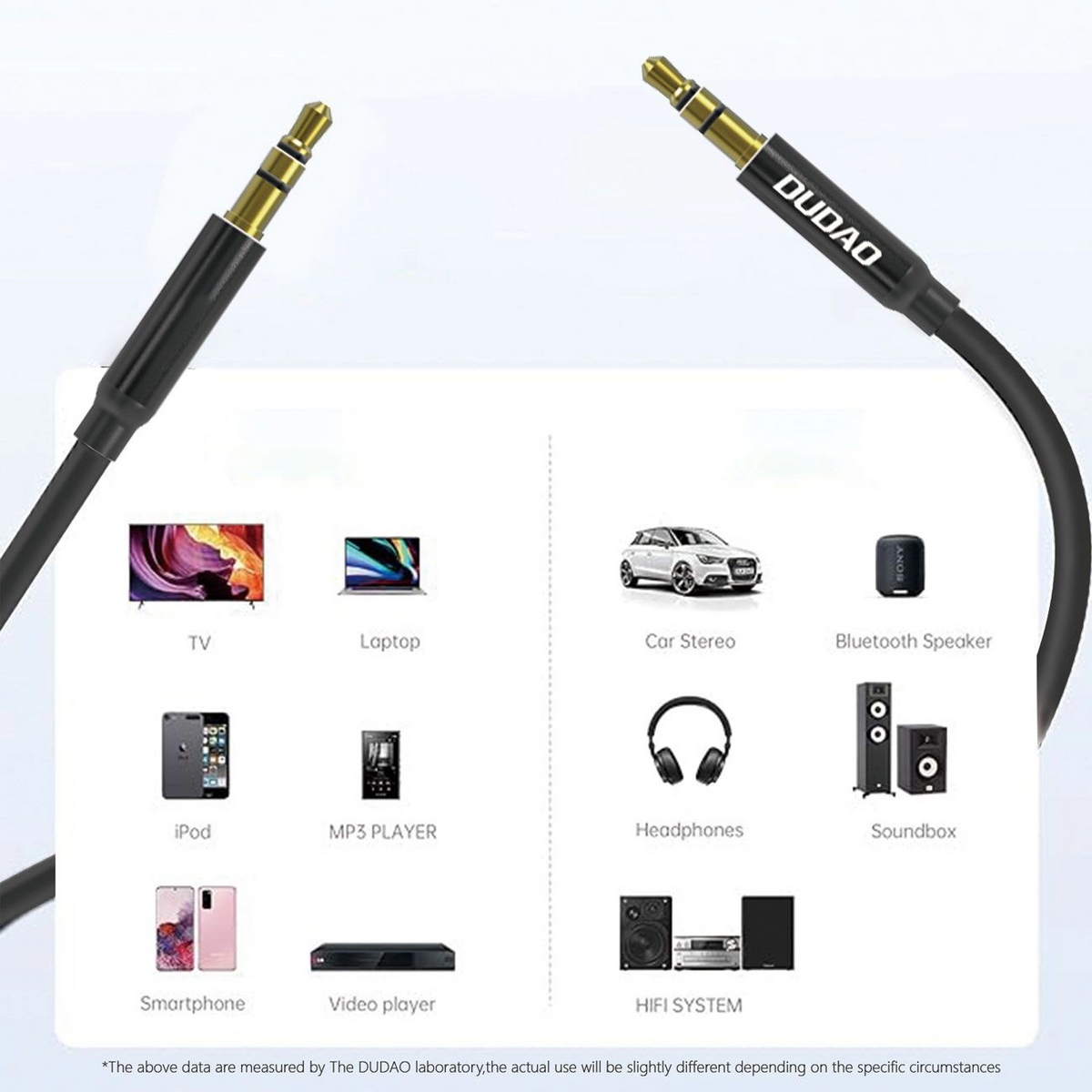 Câble Audio 3,5 mm - 3,5 mm Dudao L12s, 1m, Noir