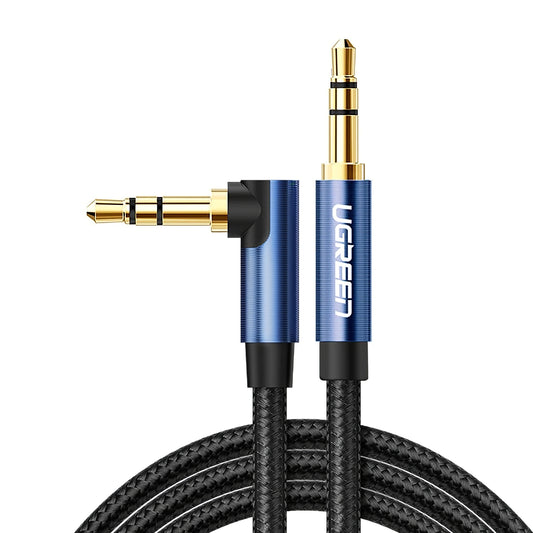 Câble audio 3.5mm - 3.5mm UGREEN AV112 coudé, 1m, bleu