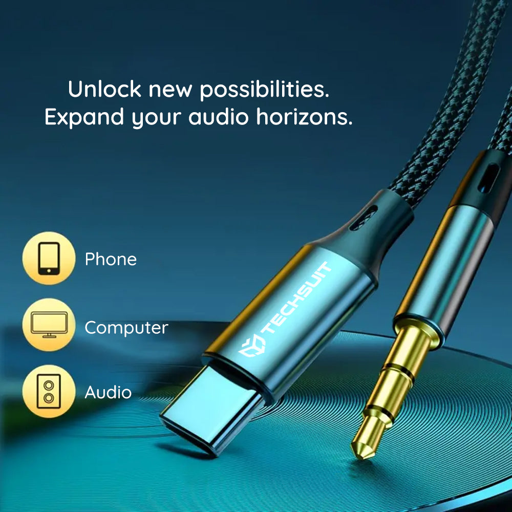 Câble Audio USB-C - 3.5mm Techsuit AC11 FuseXound, 0.5m, Gris