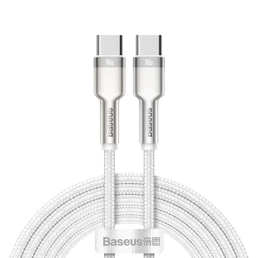 Câble de données et de charge USB-C - USB-C Baseus Cafule, 100W, 2m, blanc CATJK-D02