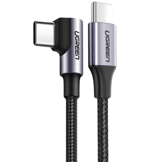 Câble de données et de charge USB-C - USB-C UGREEN US255 USB-C coudé, 60W, 2m, gris