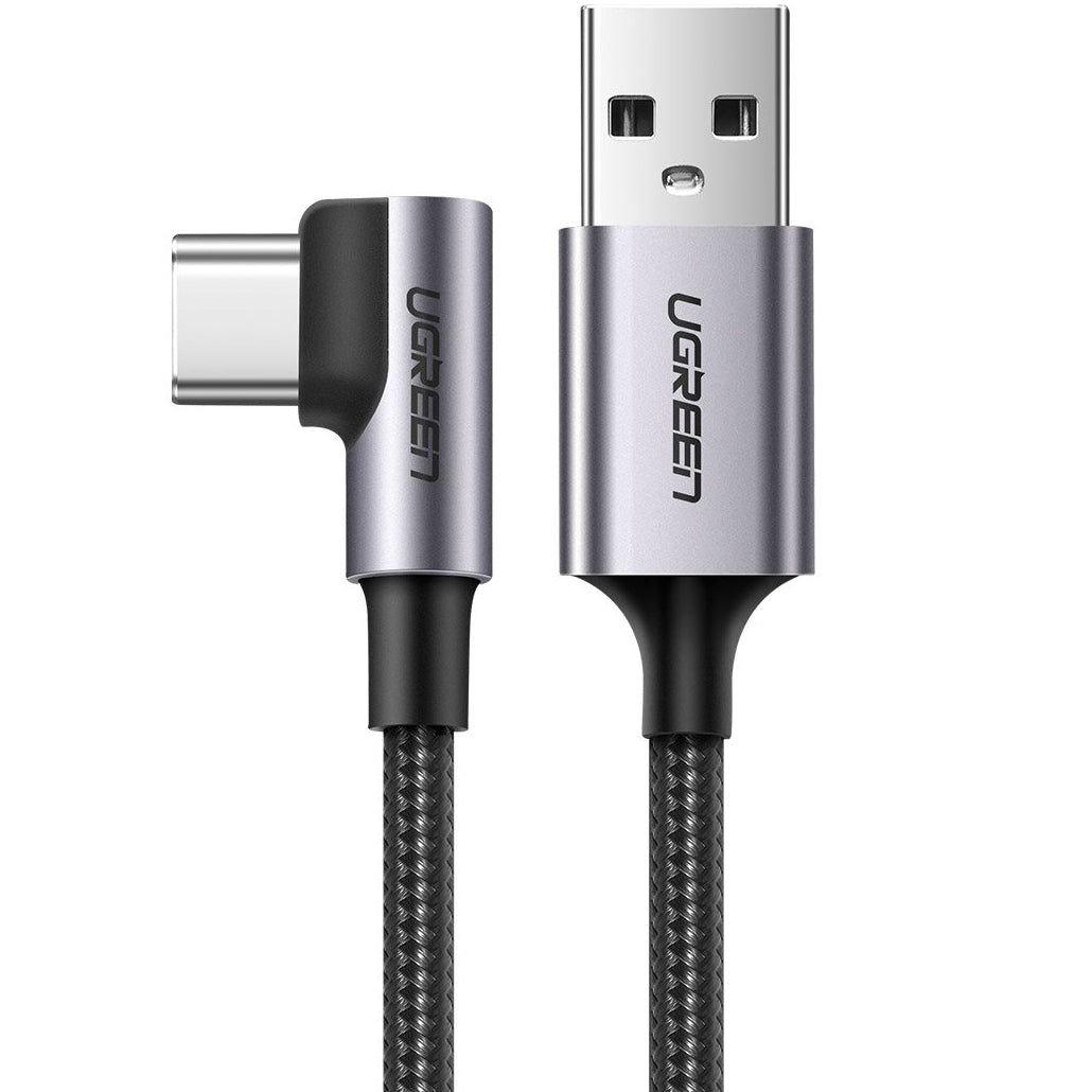 Câble de données et de charge USB-A - USB-C UGREEN US284 coudé, 60W, 3m, gris