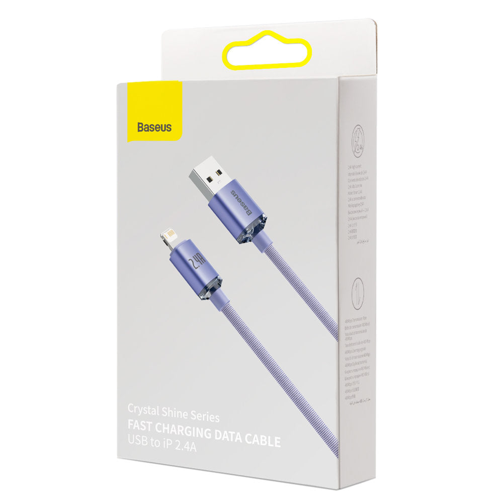 Baseus Crystal Shine Series USB-A - Lightning Charging and Data Cable, 18W, 1.2m, Purple CAJYY000005