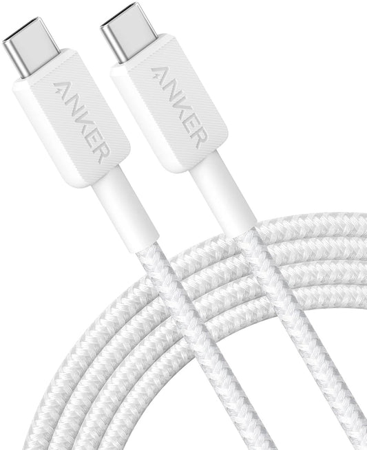 Câble de données et de charge USB-C - USB-C Anker 322, 60W, 0.9m, Blanc A81F5G21