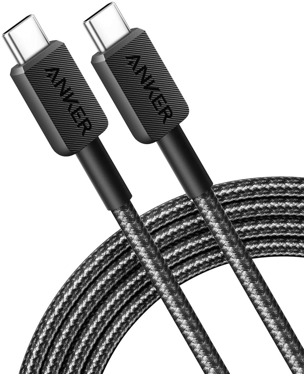 Câble de Données et de Charge USB-C - USB-C Anker 322, 60W, 1.8m, Noir A81F6G11