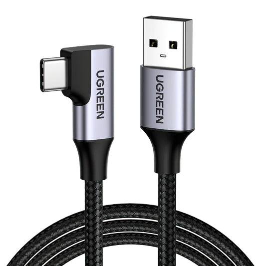 Câble de données et de charge USB-A - USB-C UGREEN US385 coudé, 60W, 1m, gris