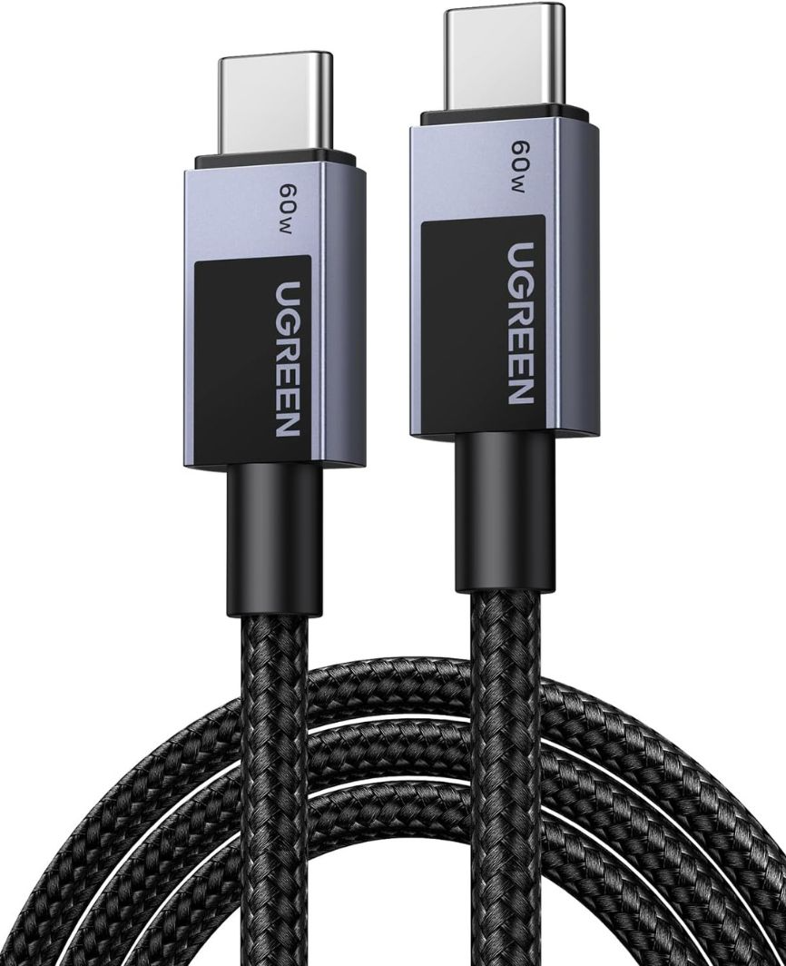 Câble de Données et de Charge USB-C - USB-C UGREEN L524, 60W, 2m, Gris