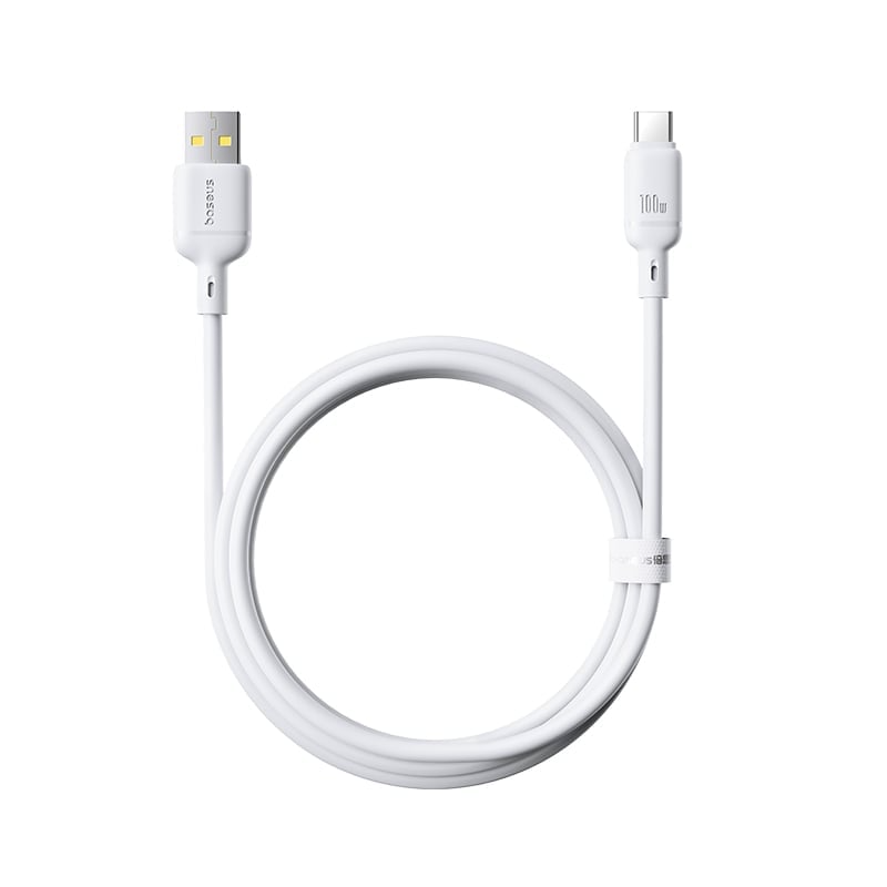 Câble de Données et de Charge USB-A - USB-C Baseus Silky, 100W, 1m, Blanc P10377703213-00