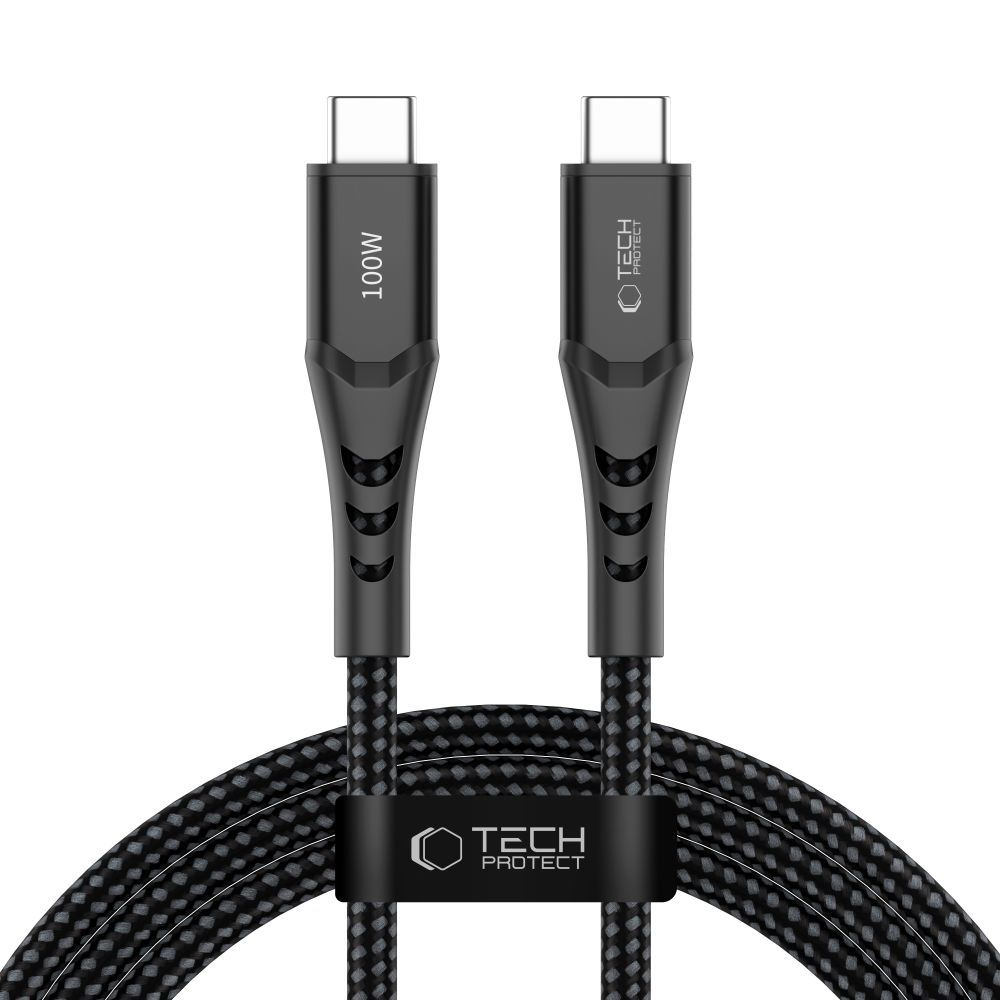 Câble de données et de charge USB-C - USB-C Tech-Protect UB11T Ultraboost, 100W, 2m, Noir