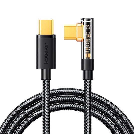 Câble de Données et de Charge USB-C - USB-C Joyroom S-CC100A6 Angled, 100W, 1.2m, Noir