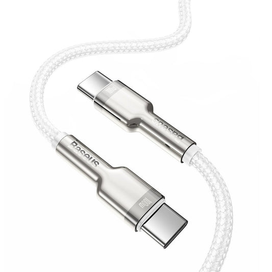 Câble de données et de charge USB-C - USB-C Baseus Cafule, 100W, 2m, blanc CATJK-D02