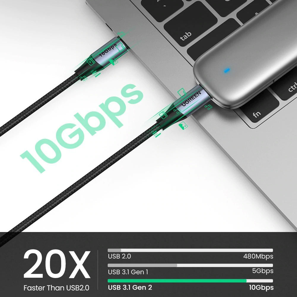 Câble de données et de charge USB-C - USB-C UGREEN US355, 100W, 1m, Noir