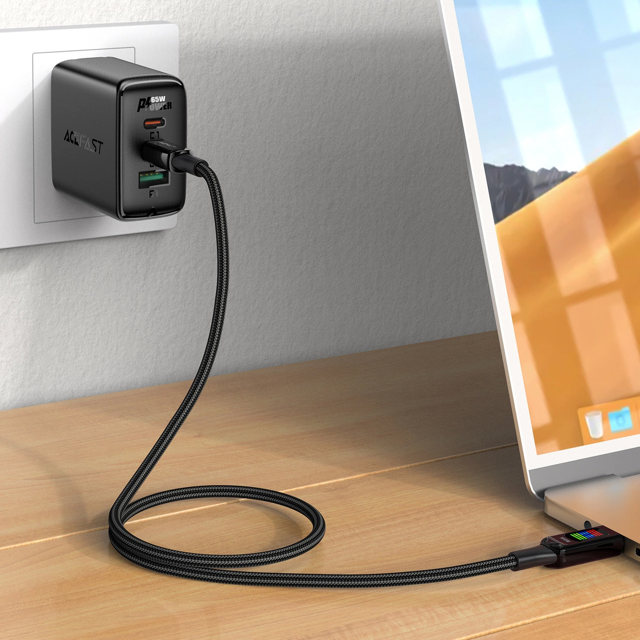 Câble de Données et de Charge USB-C - USB-C Acefast C7-03, 100W, 1.2m, Noir