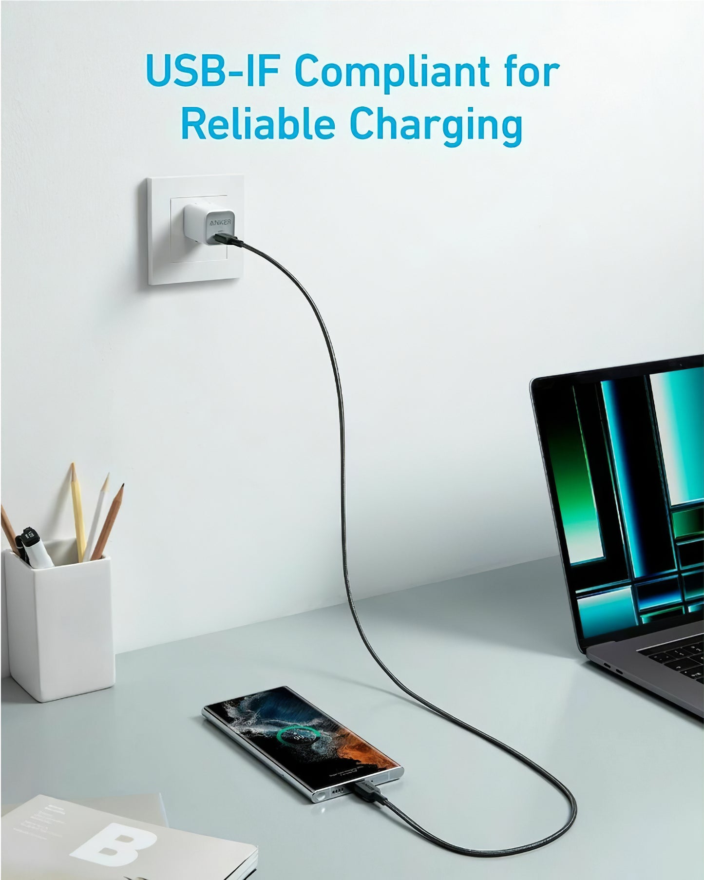Câble de Données et de Charge USB-C - USB-C Anker 322, 60W, 0.9m, Noir A81F5G11