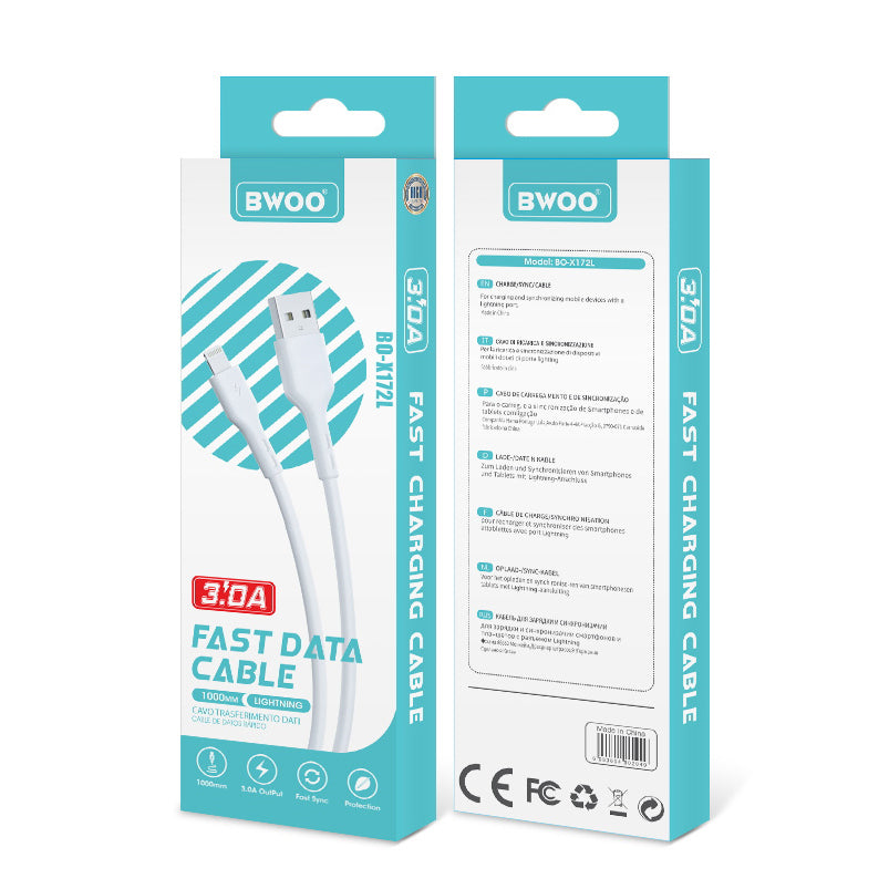 Câble de données et de charge USB-A - Lightning BWOO X172L, 15W, 1m, Blanc