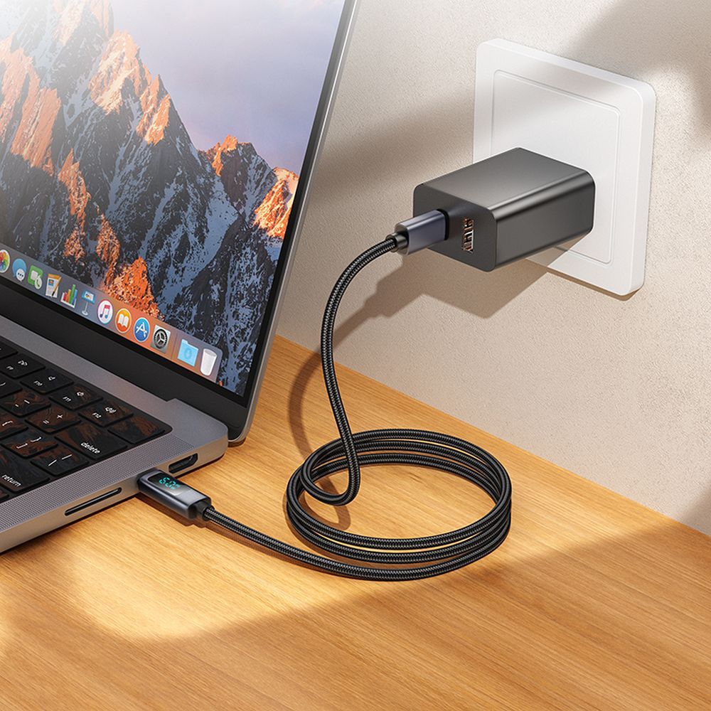 Câble de Données et de Charge USB-C - USB-C HOCO Display X112, 60W, 1m, Noir