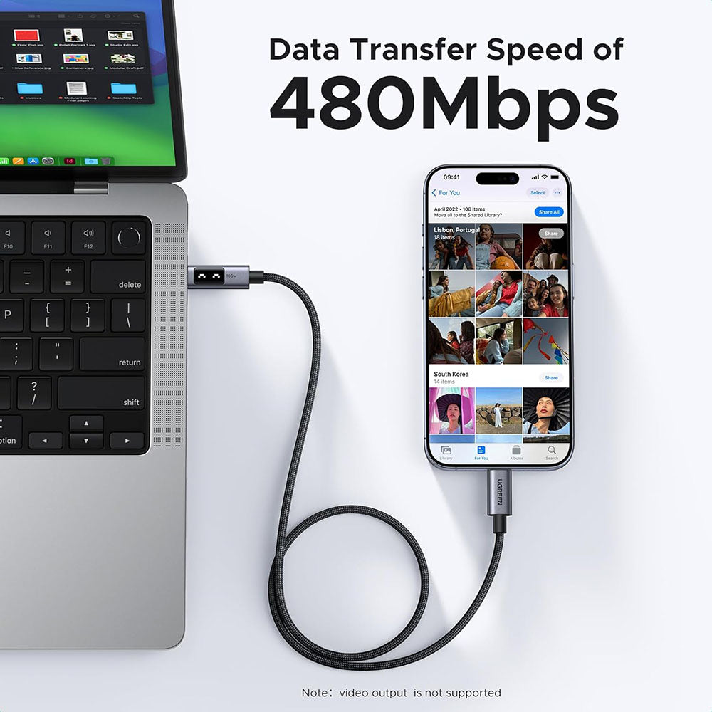 USB-C Data and Charging Cable - USB-C UGREEN L509, 100W, 2m, Gray