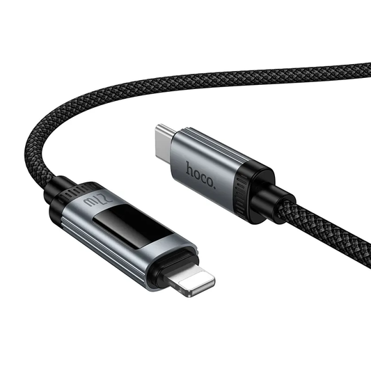 Câble de Données et de Charge USB-C - Lightning HOCO Display U148, 27W, 1.2m, Noir