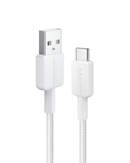 Câble de Données et de Charge USB-A - USB-C Anker 322, 18W, 1.8m, Blanc A81H6G21