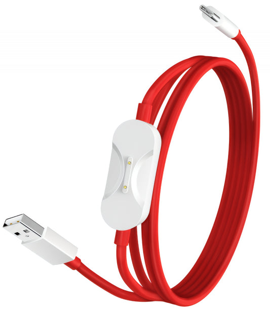 Câble de Données et de Charge USB-A - USB-C / Pogo Pin OnePlus DL162, 80W, 1.2m, Rouge 5461100665