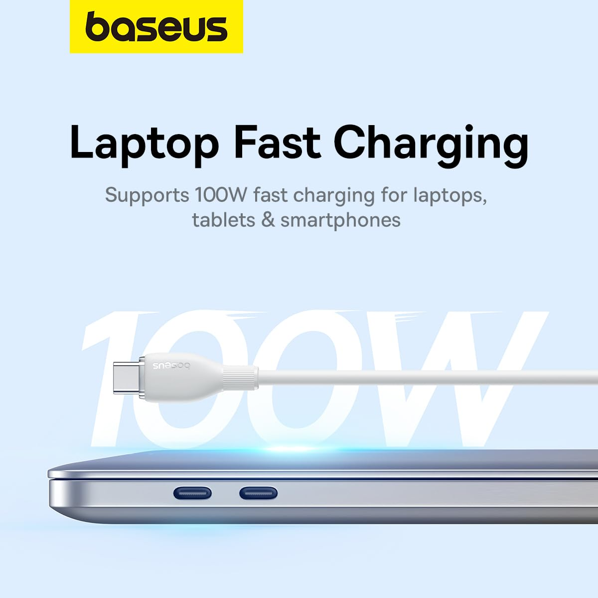 Câble de Données et de Charge USB-C - USB-C Baseus Pudding, 100W, 1.2m, Blanc P10355702221-00