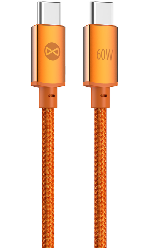 Câble de données et de charge USB-C - USB-C Forever Saffron, 60W, 1m, Orange