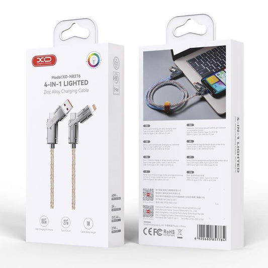 Câble de Données et de Charge USB-C / USB-A - USB-C / Lightning XO Design NB276, 60W, 1m, Gris