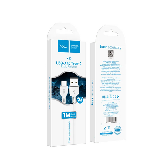 Câble de Données et de Charge USB-A - USB-C HOCO Flash X20, 18W, 1m, Blanc
