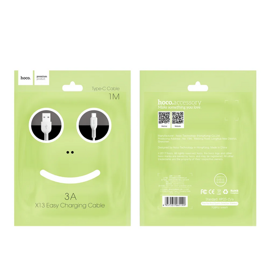 Câble de Données et de Charge USB-A - USB-C HOCO X13 Easy, 18W, 1m, Noir