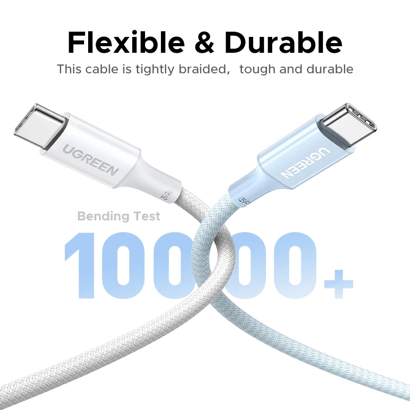 Câble de données et de charge USB-C - USB-C UGREEN L502 (35221), 100W, 2m, Blanc